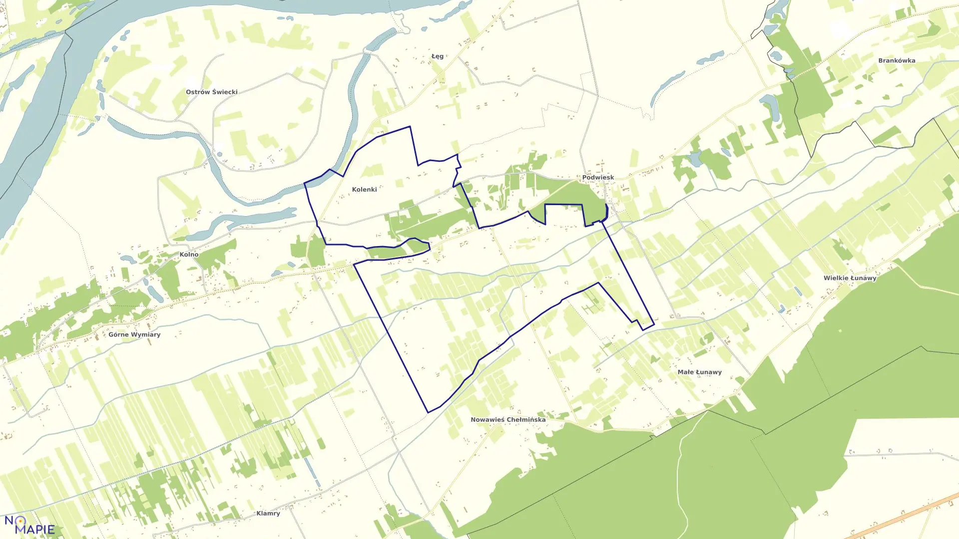 Mapa obrębu Dolne Wymiary w gminie Chełmno