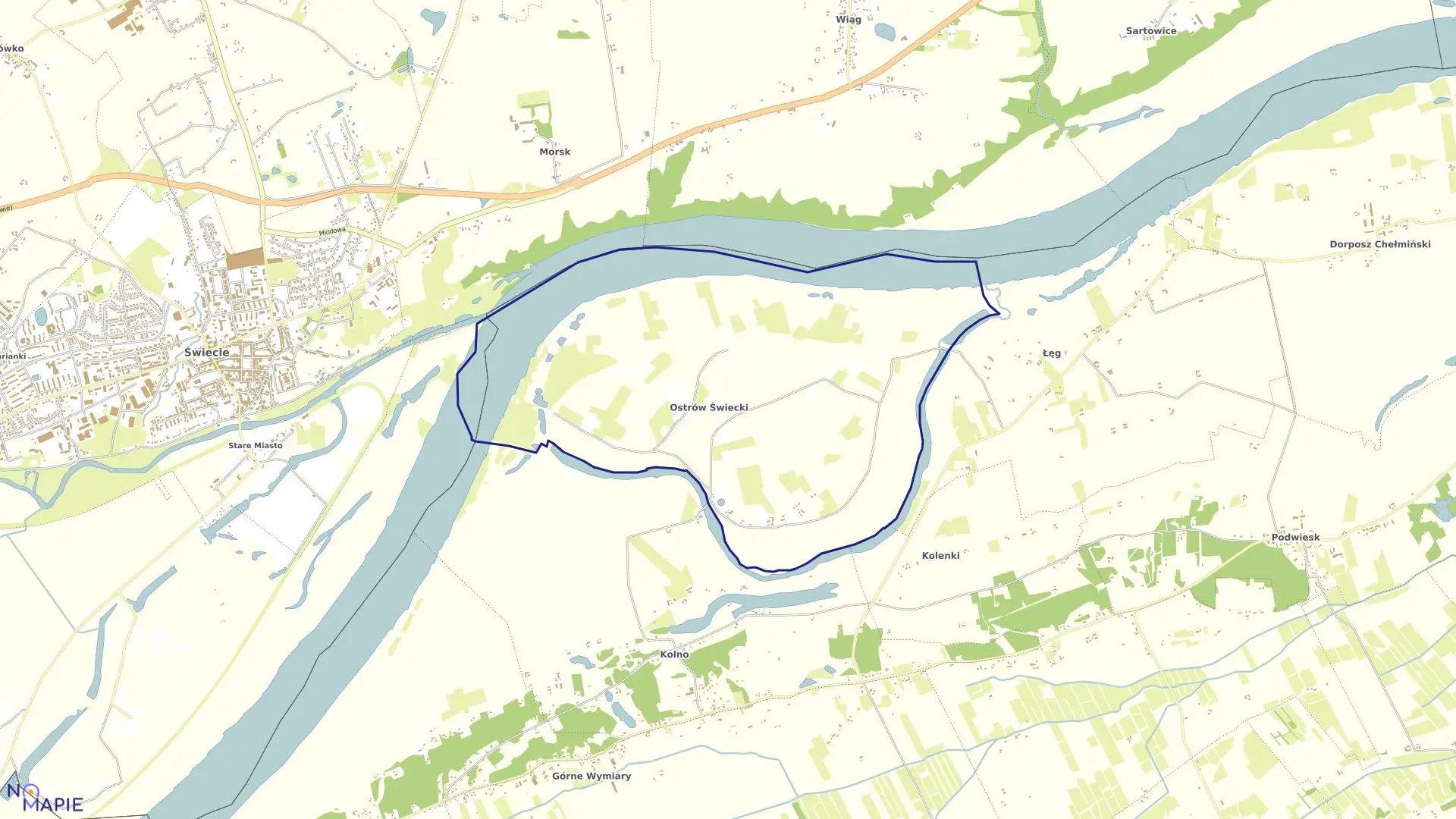 Mapa obrębu Ostrów Świecki w gminie Chełmno